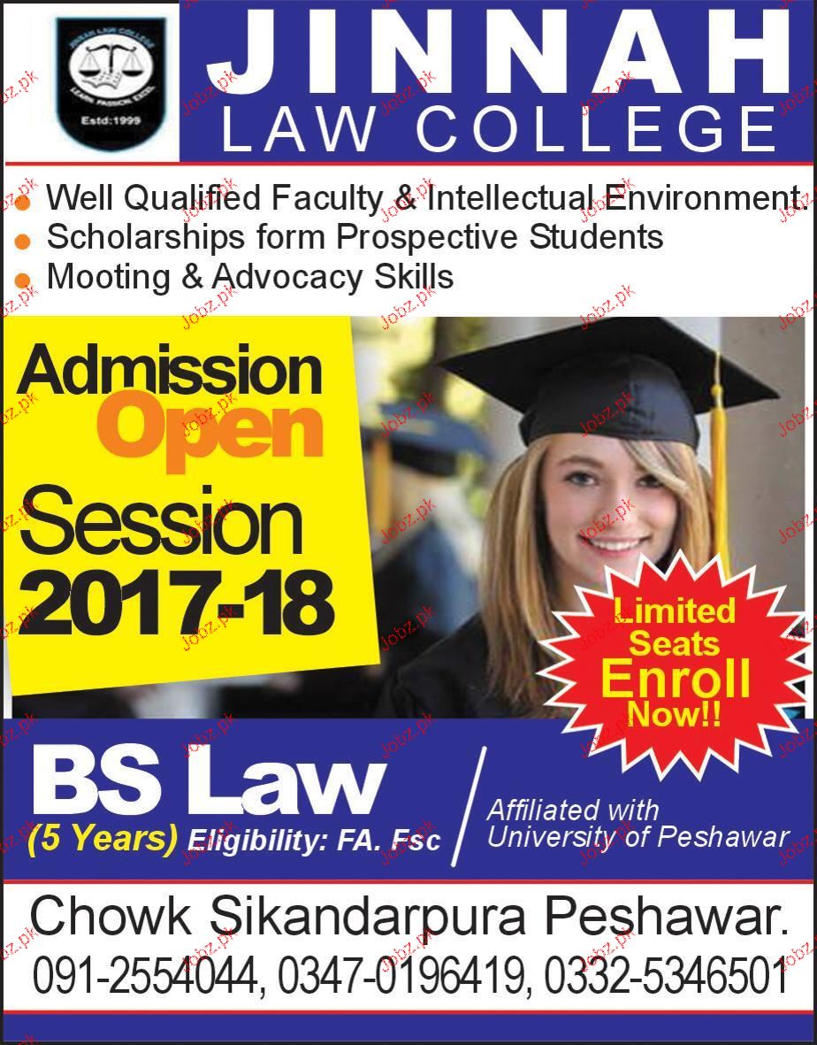 Jinnah Law College Admission in BS Law 2024 Private admissions Graduate