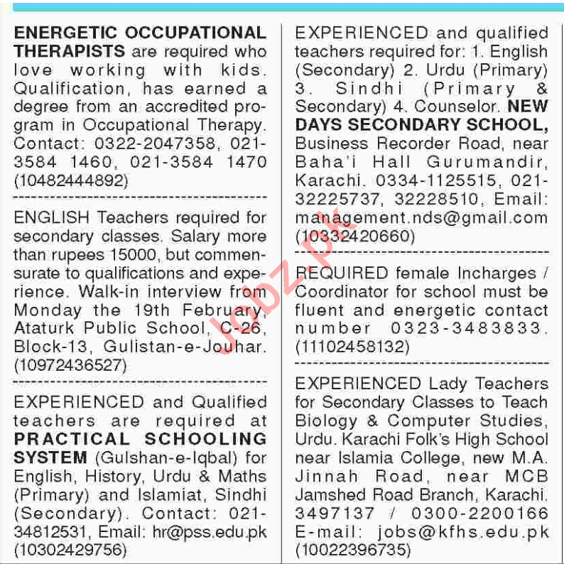 Dawn Classified Teaching Jobs 2018 2021 Job Advertisement Pakistan