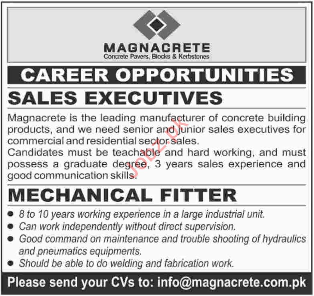 Sales Executives & Mechanical Fitter Jobs 2019 in Karachi 2021 Job