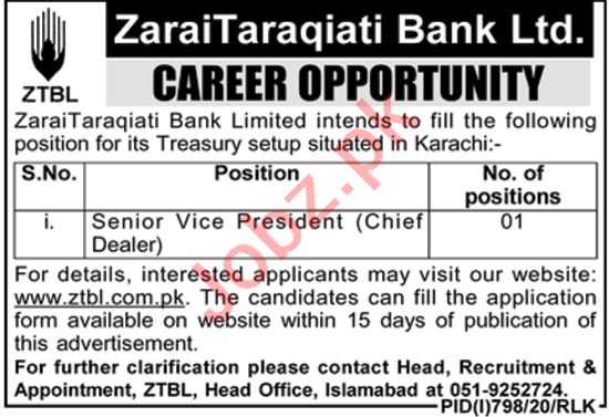 ZTBL Islamabad Jobs 2020 for Senior Vice President 2023 Job