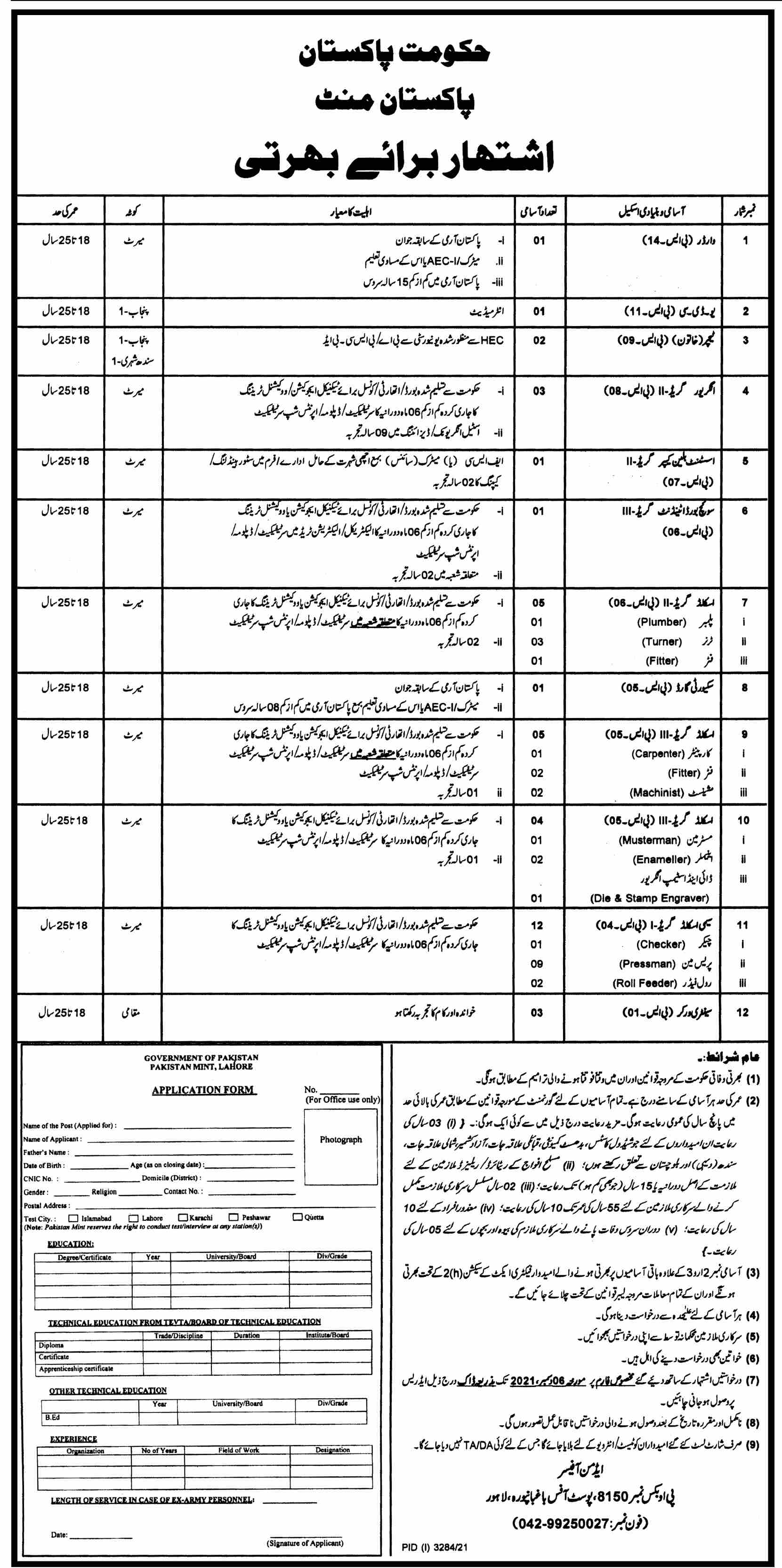 Pakistan Mint Govt of Pakistan Jobs 2021 2024 Job Advertisement Pakistan