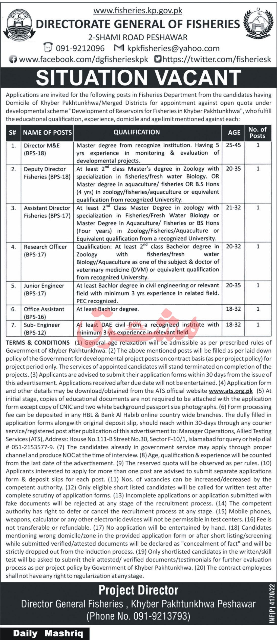 Directorate General Fisheries KPK Jobs 2022 2024 Job Advertisement Pakistan