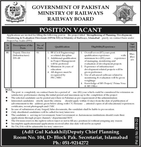 Ministry of Railways Railway Board Jobs 2022 2024 Job Advertisement Pakistan