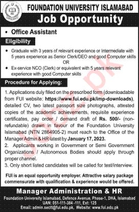 Job Opportunity at Foundation University Islamabad