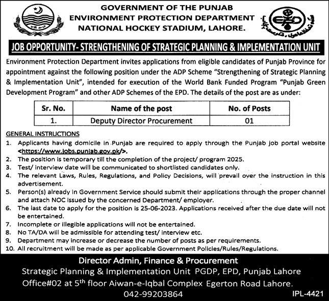 Environment Protection Department Jobs 2023 2024 Job Advertisement Pakistan