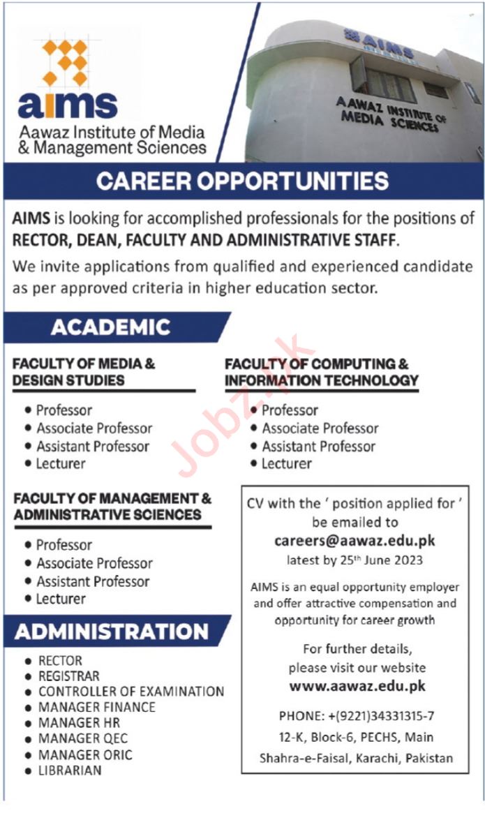 AIMS Karachi Jobs 2023 2024 Job Advertisement Pakistan