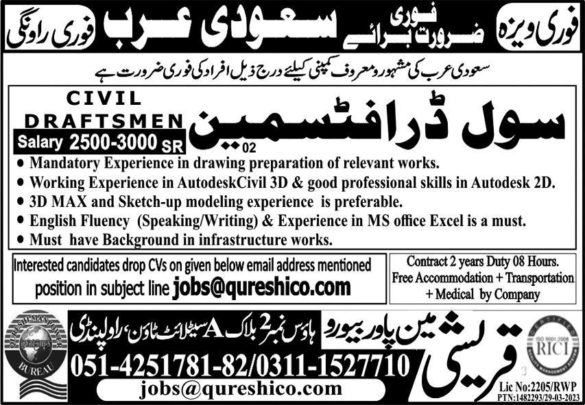Civil Draftsman Jobs Open in Saudi Arabia 2023 2024 Job Advertisement