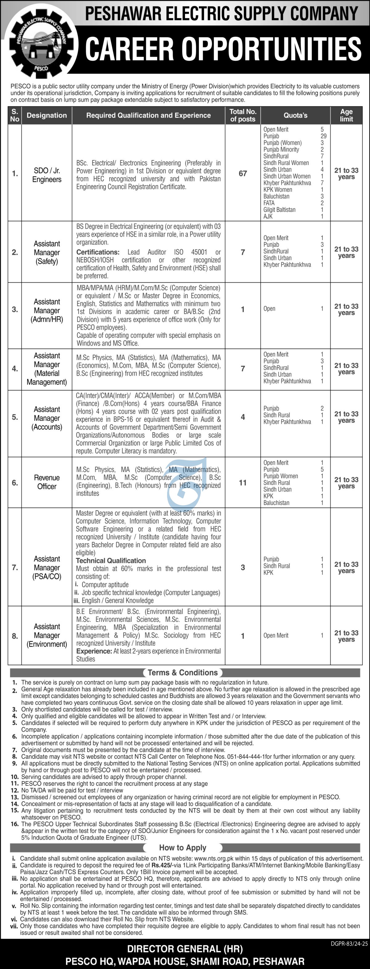 Peshawar Electric Supply Company (PESCO) Latest Jobs 2025 | Assistant Manager (Accounts)