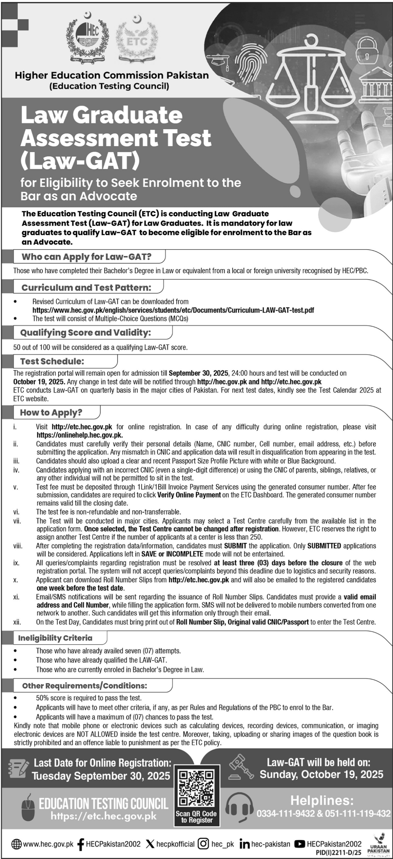 Law Graduate Assessment Test at Higher Education Commission