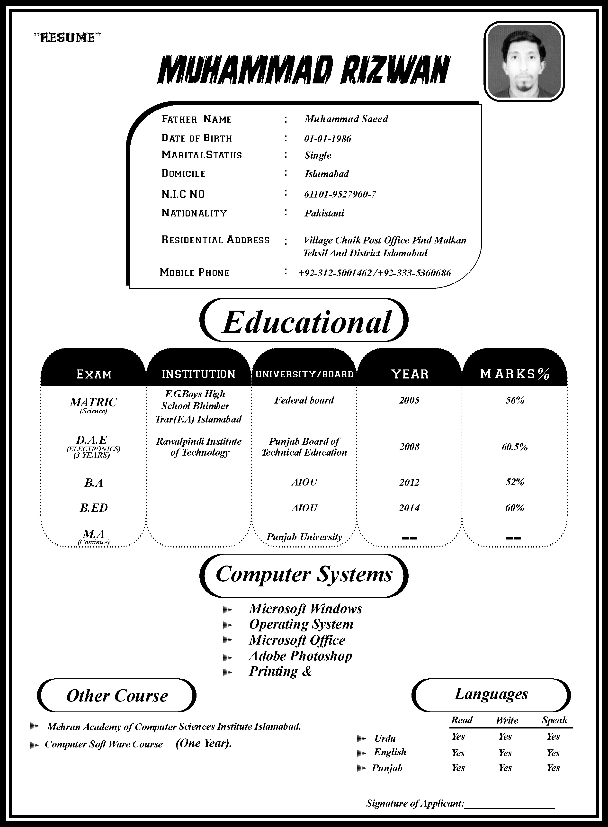 Muhammad Rizwan Data Entry