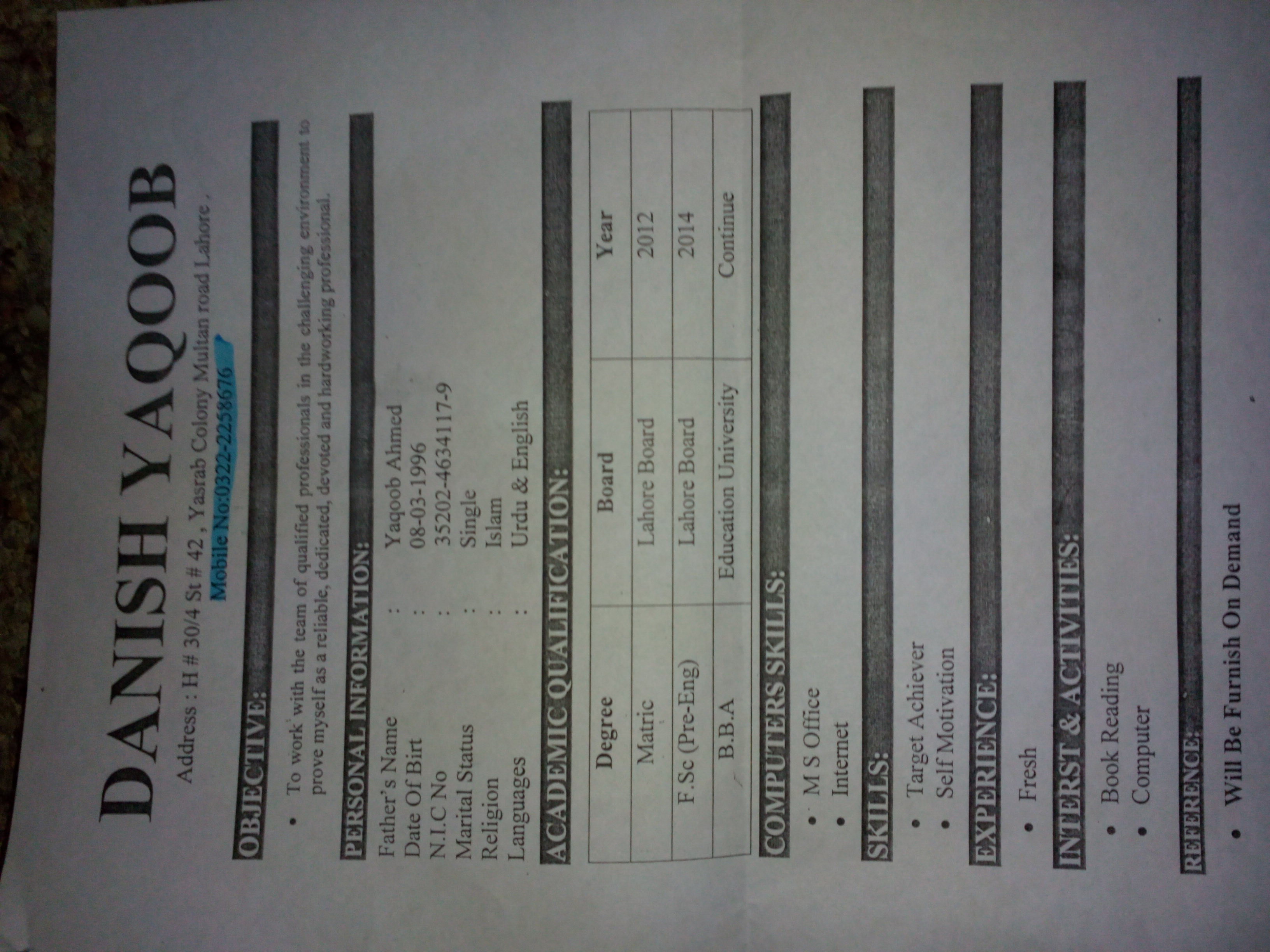 Danish Yaqoob Profile