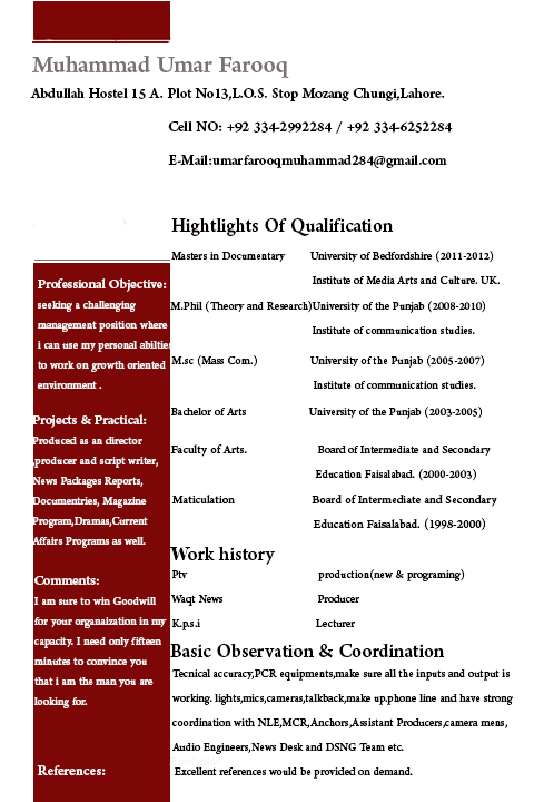 Umar Farooq Post-Production