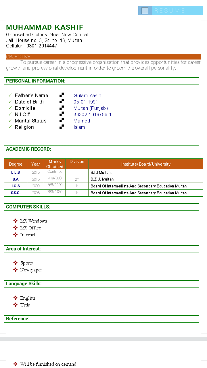 Muhammad Kashif Profile Muhammad Kashif Profile