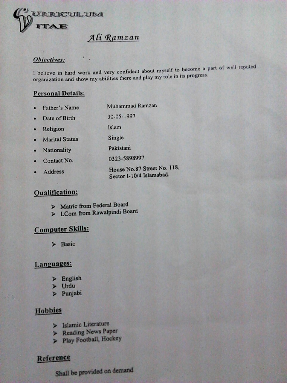 Ali Ramzan Website Design