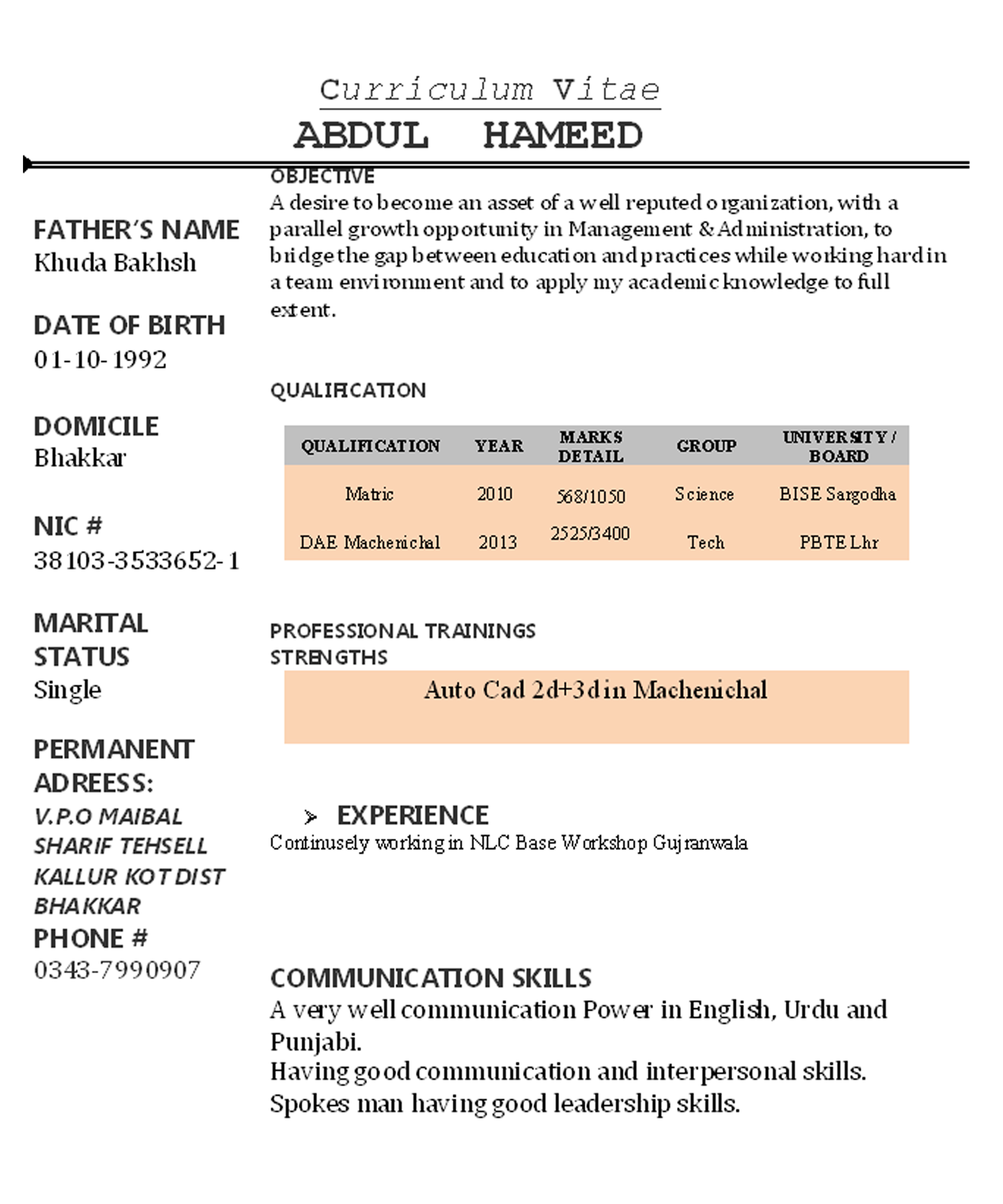 Abdul Hameed Profile