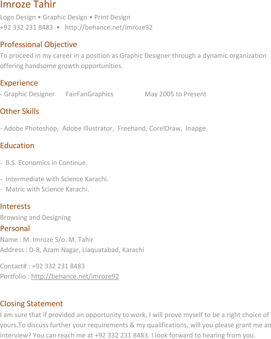 Imroze Tahir Photoshop Design