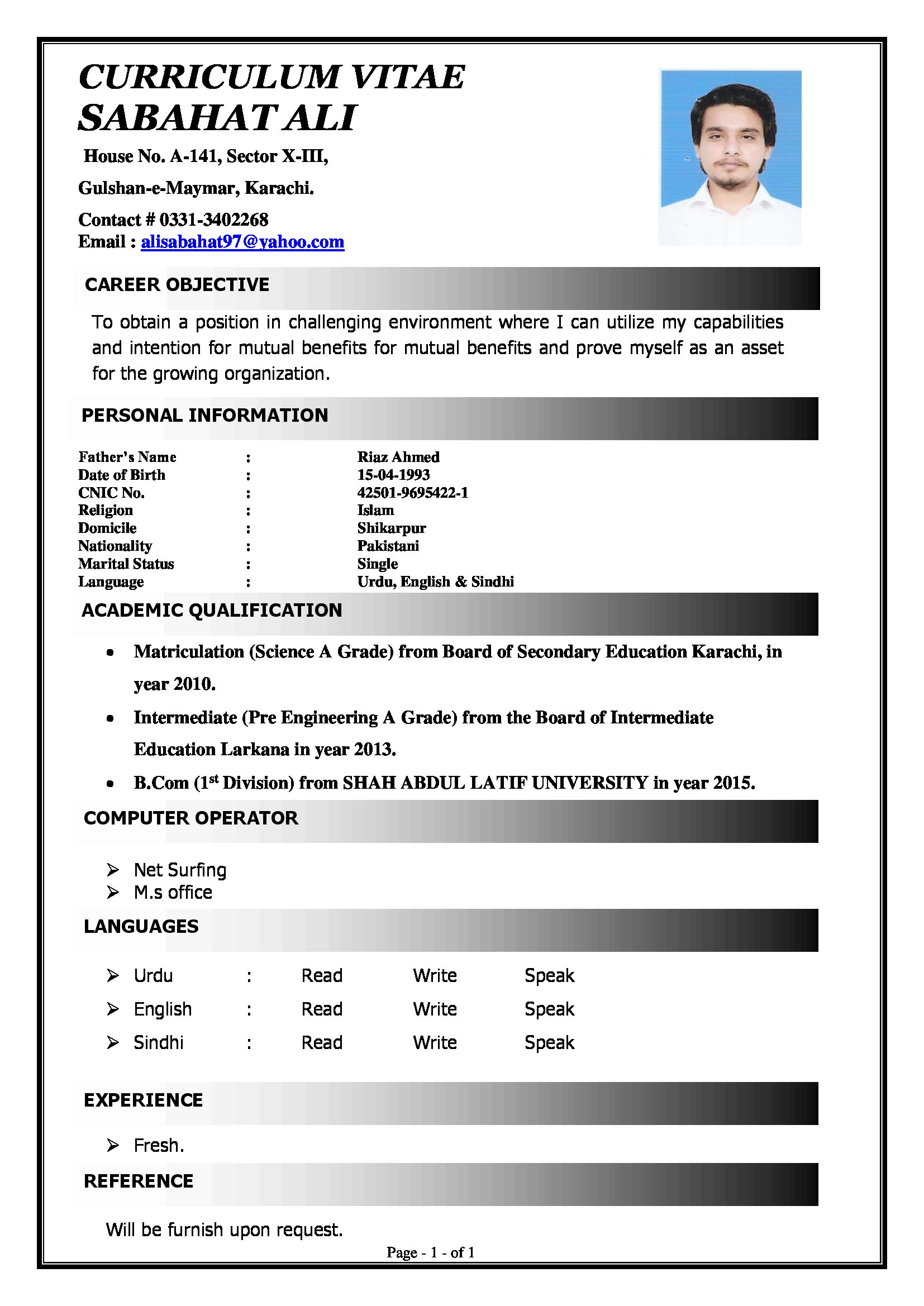 Sabahat Ali Profile Sabahat Ali Profile