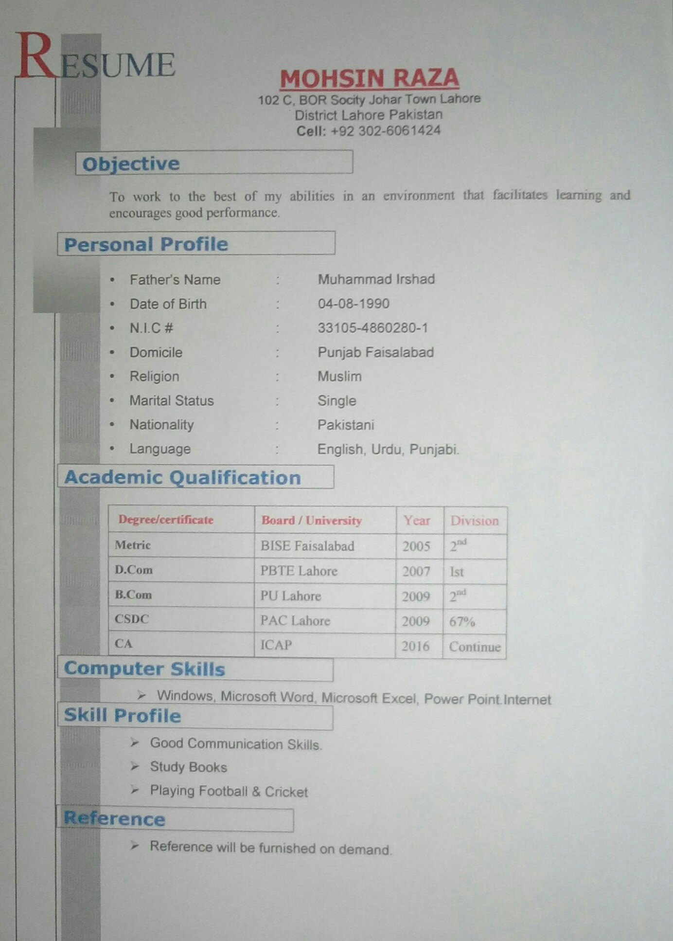 Mohsin Raza Music, Accounting, Finance, Contracts, Tax Law