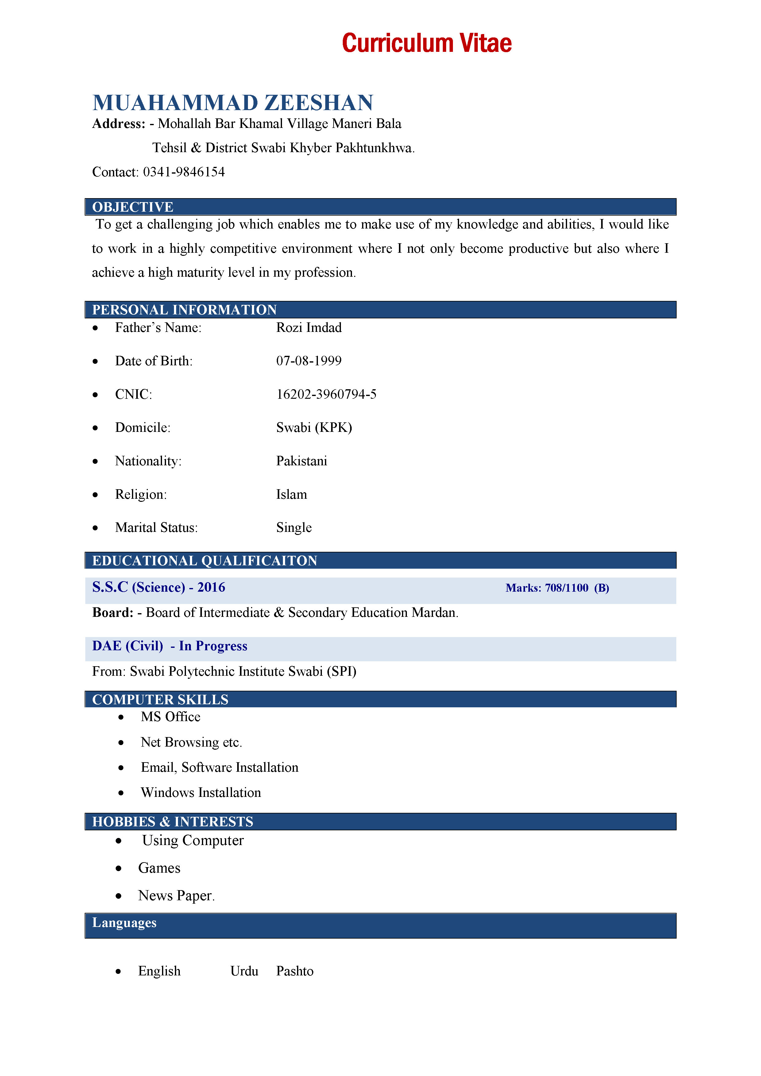 Muhammad Zeeshan Profile