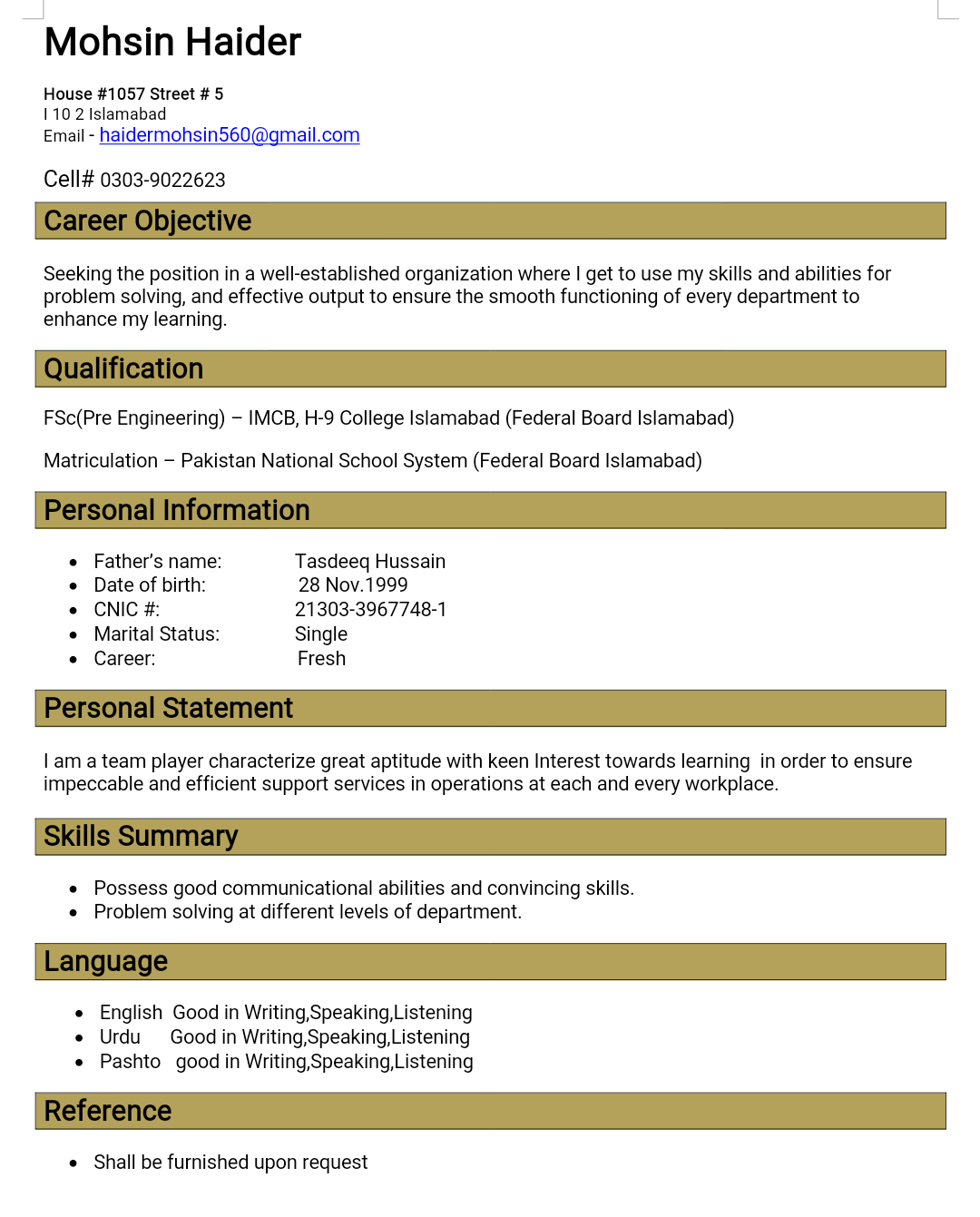 MoHsIn HaIdEr Accounting