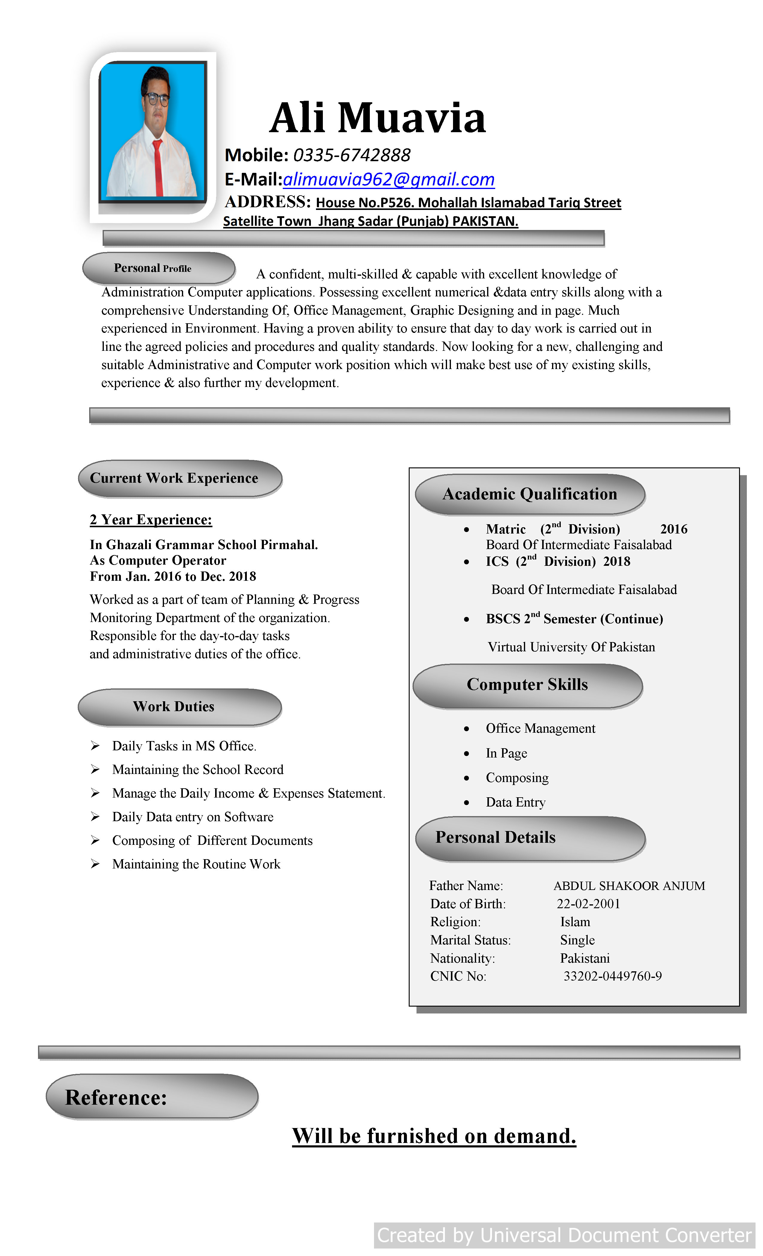 Ali Muavia Profile Ali Muavia Profile