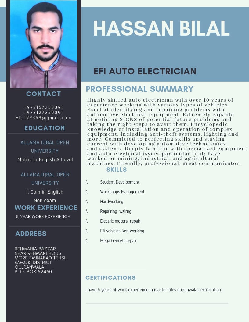 Hassan Bilal Engineering, Electrical Engineering, Mechanical Engineering