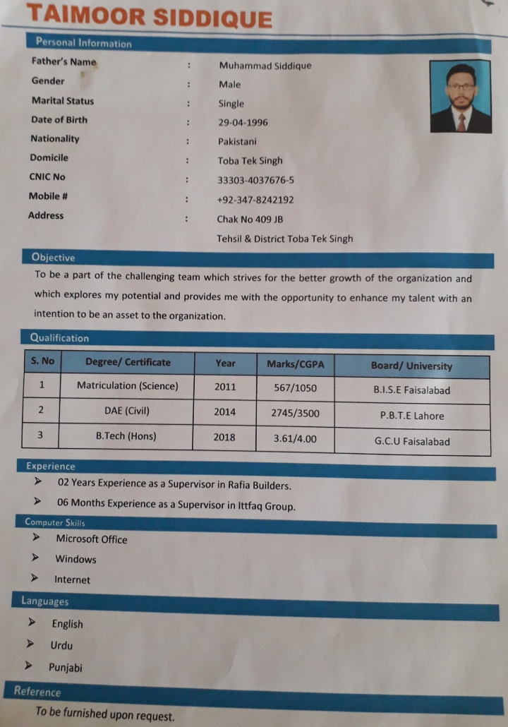 Taimoor Siddique Profile