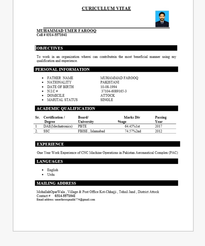 Muhammad Umer Farooq Profile Muhammad Umer Farooq Profile