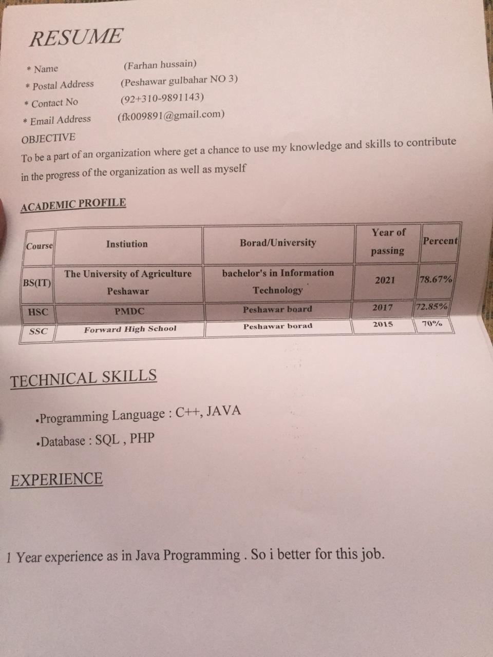 Farhan Hussain Profile