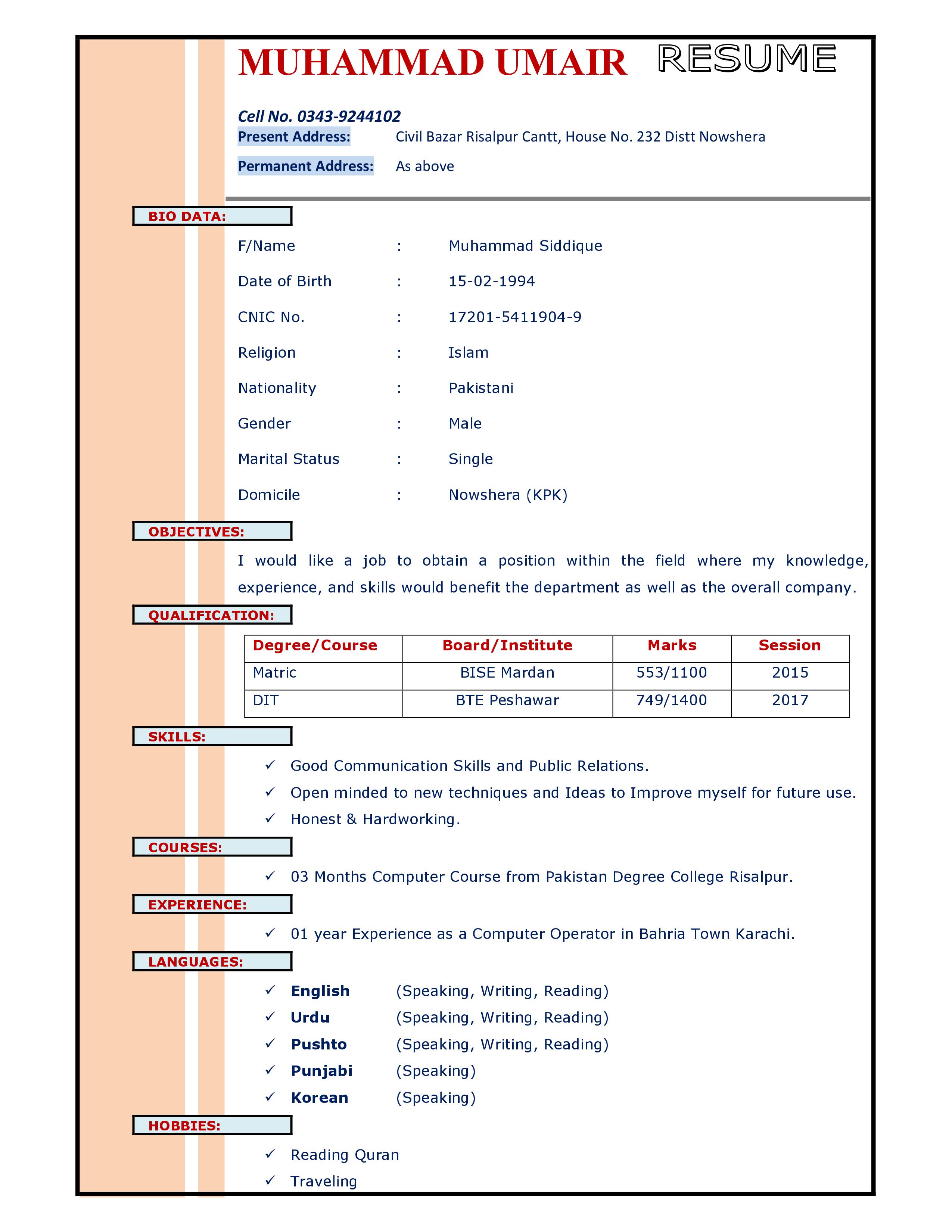 Muhammad Umair Data Entry
