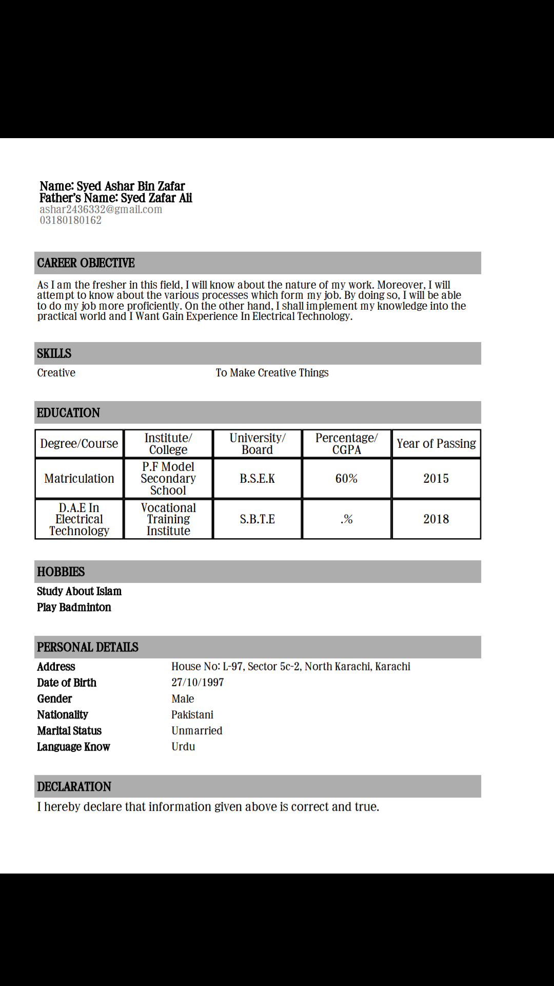 Syed Ashar Bin Zafar 