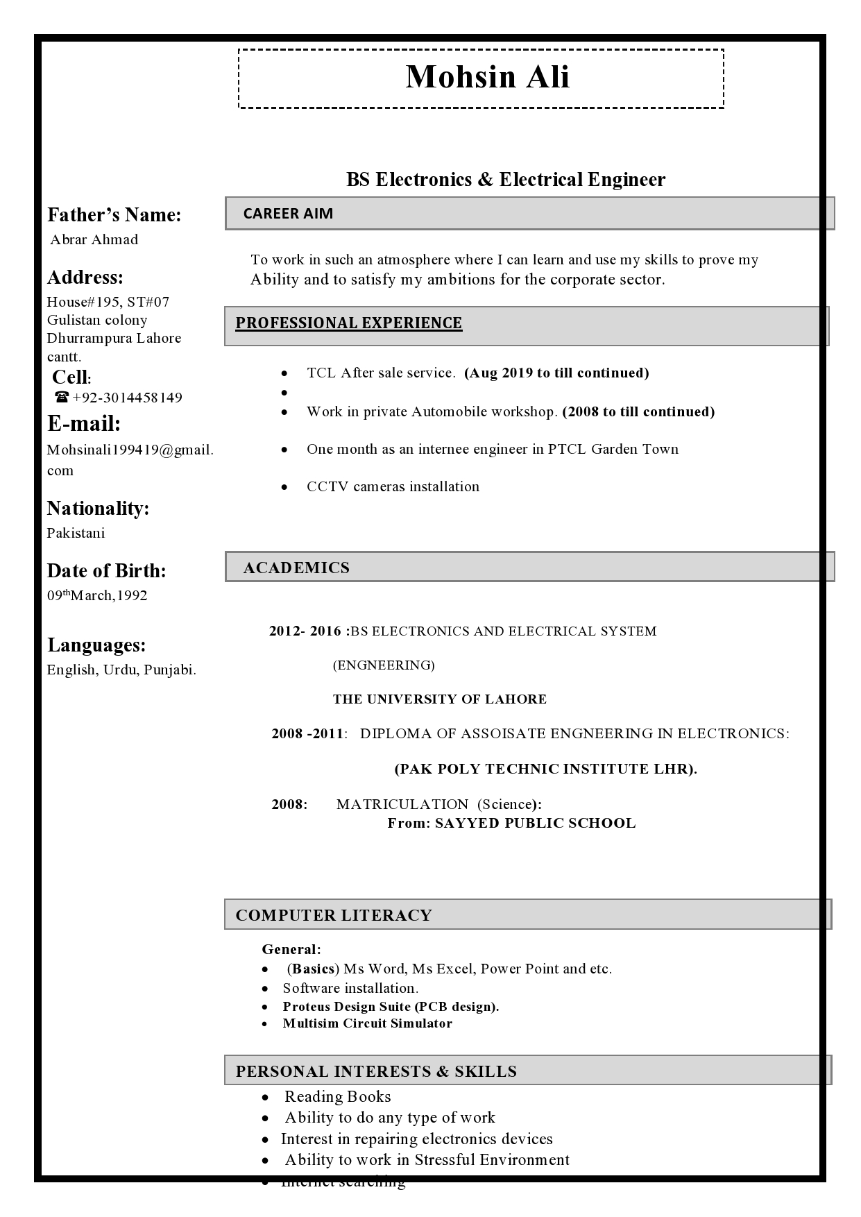 Mohsin Ali Profile Mohsin Ali Profile
