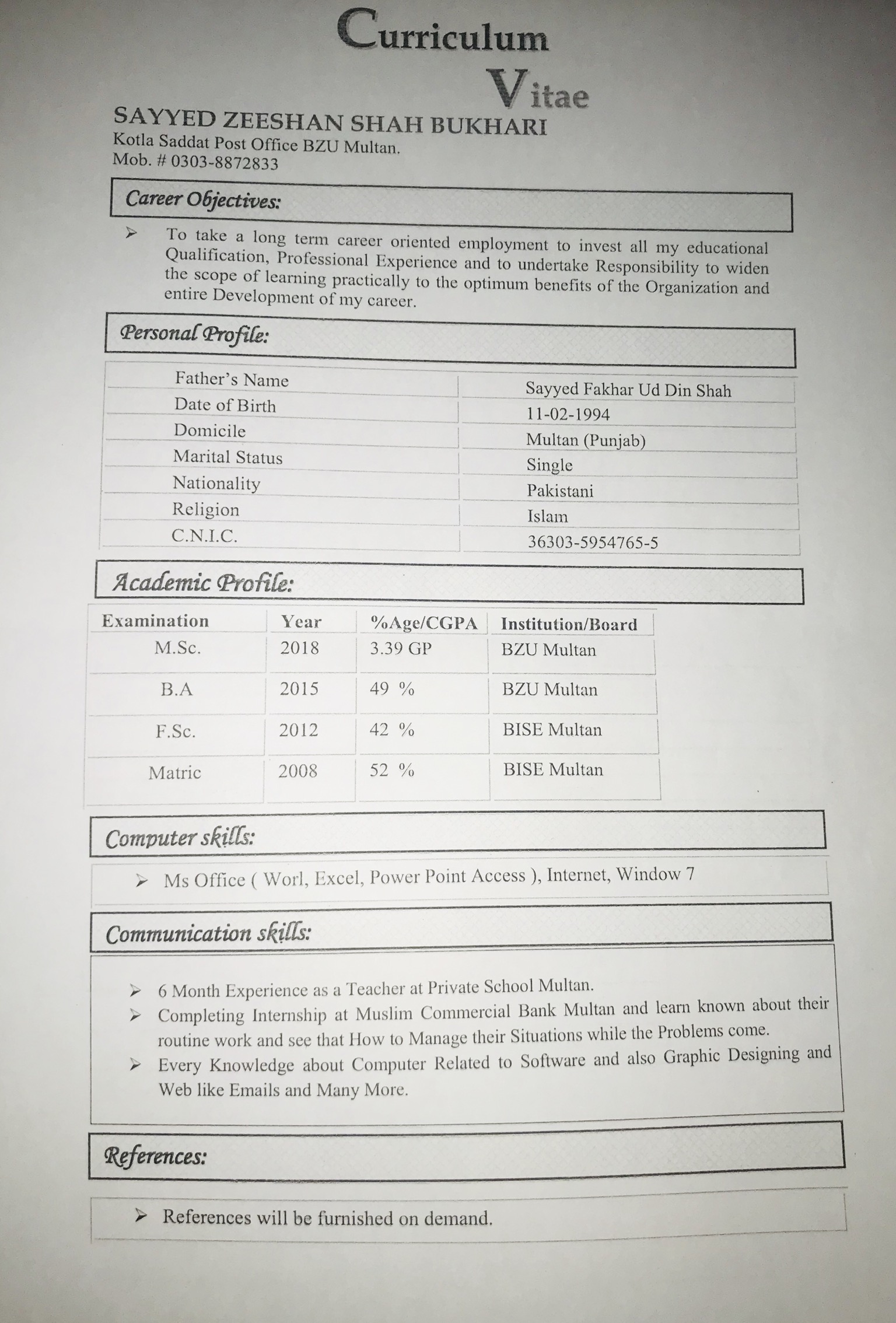 Zeeshan Shah Profile Zeeshan Shah Profile