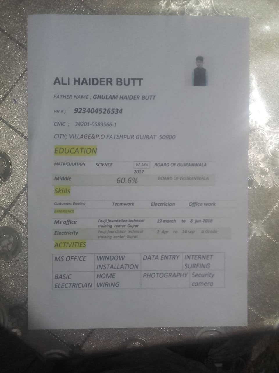 ALI HAIDER BUTT Profile ALI HAIDER BUTT Profile