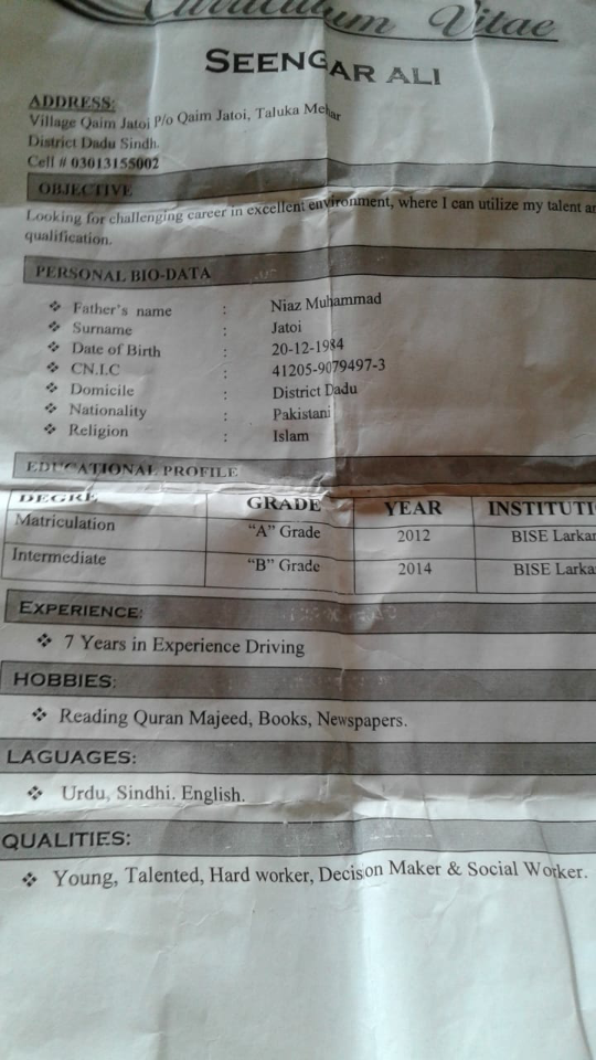 Seengarali Jatoi Driving