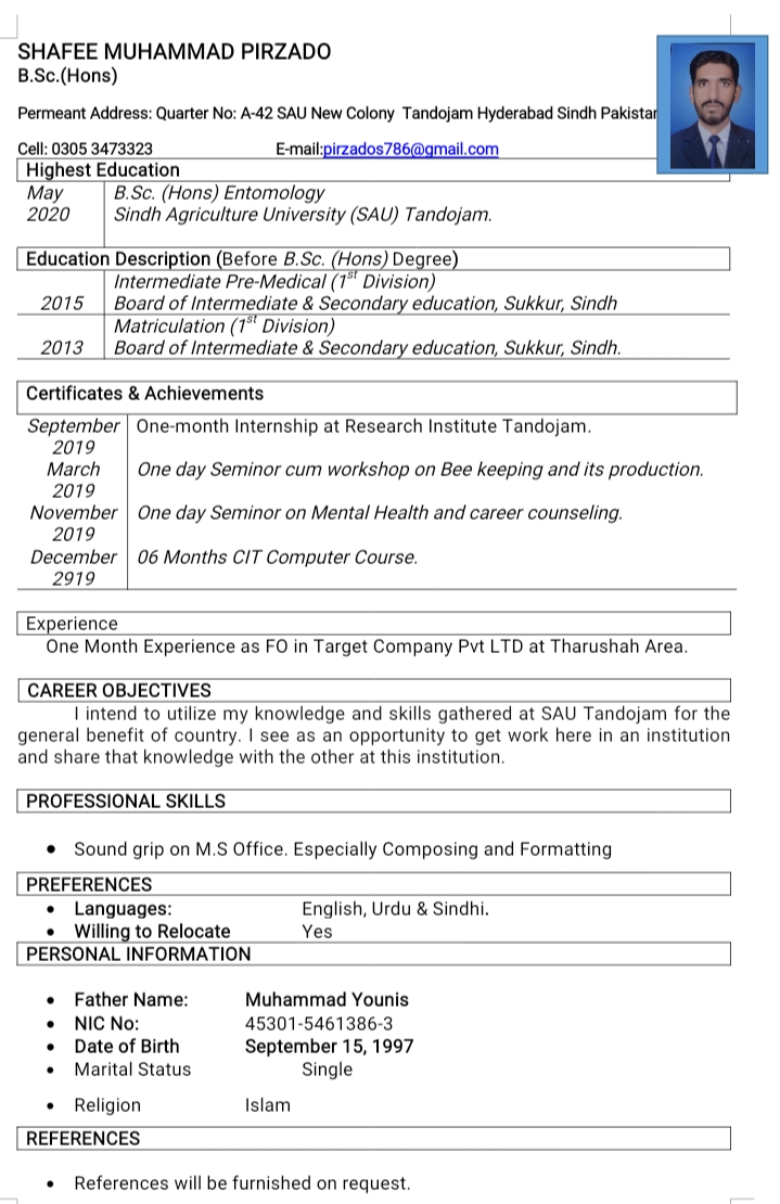 Shafee Muhammad Pirzado Profile