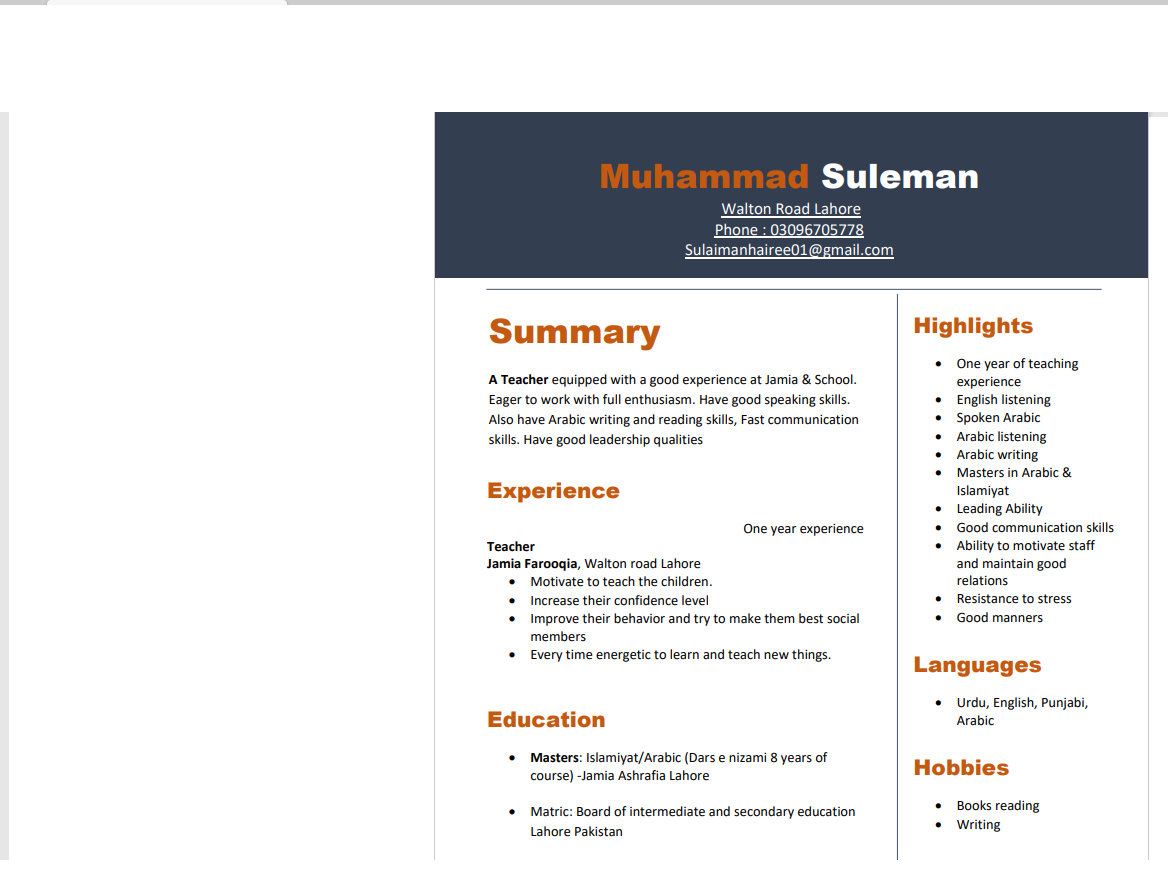 Muhammad Suleman Profile Muhammad Suleman Profile