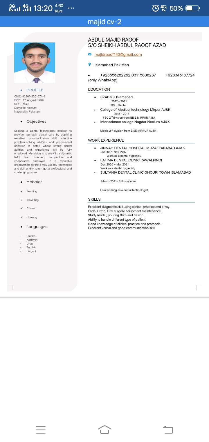 Abdul Majid Health, English Typing, Visual Basic For Apps, MS Office, Photography