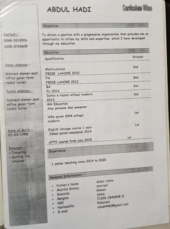 Abdul Hadi Profile Abdul Hadi Profile