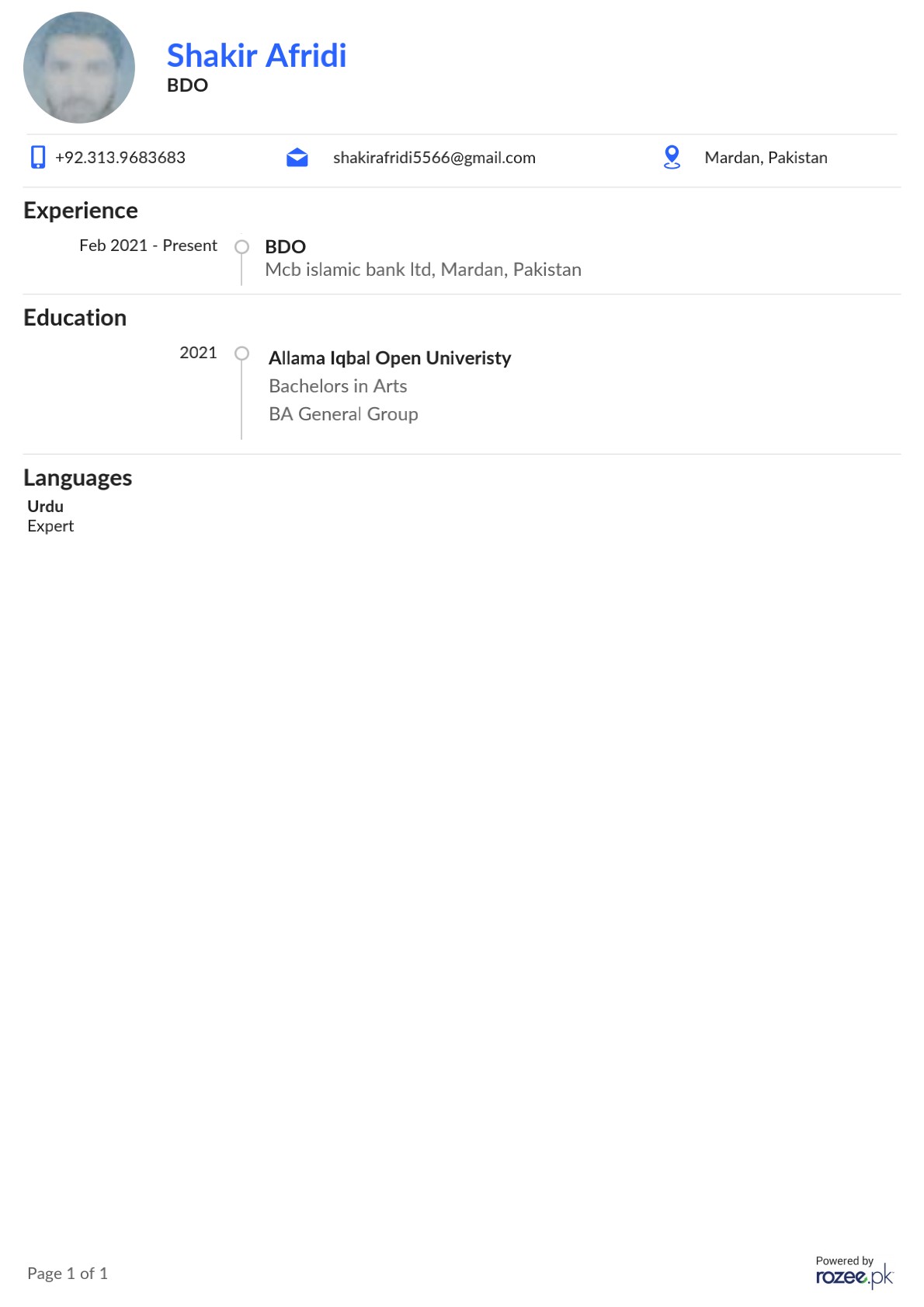 Shakir Ali Profile Shakir Ali Profile