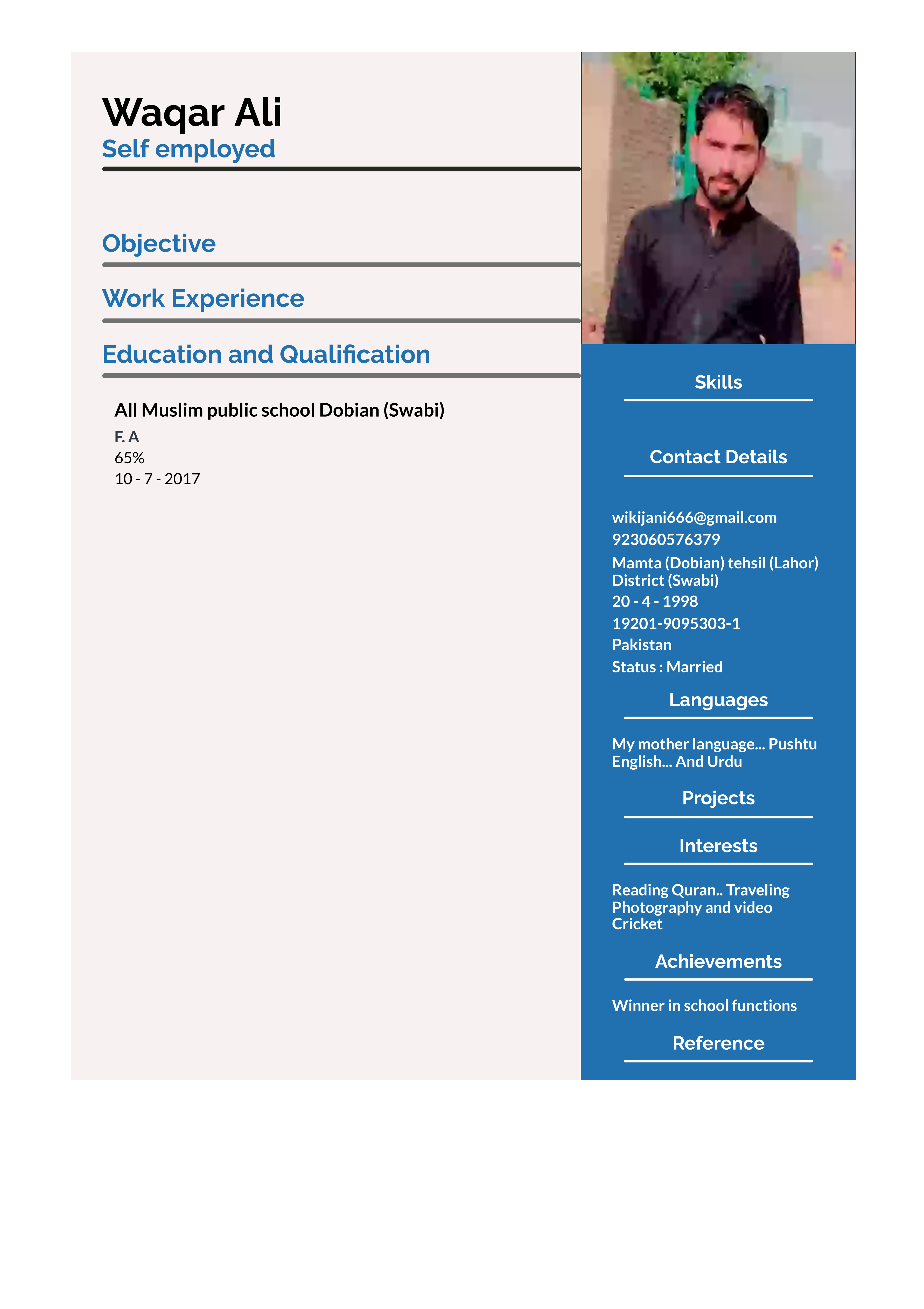 Waqar Ali Profile Waqar Ali Profile