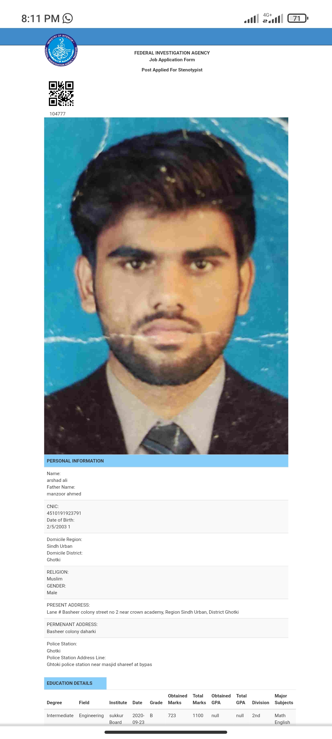 Arshad Ali English Typing, Driving, MS Office, Arts & Crafts, Photo Editing