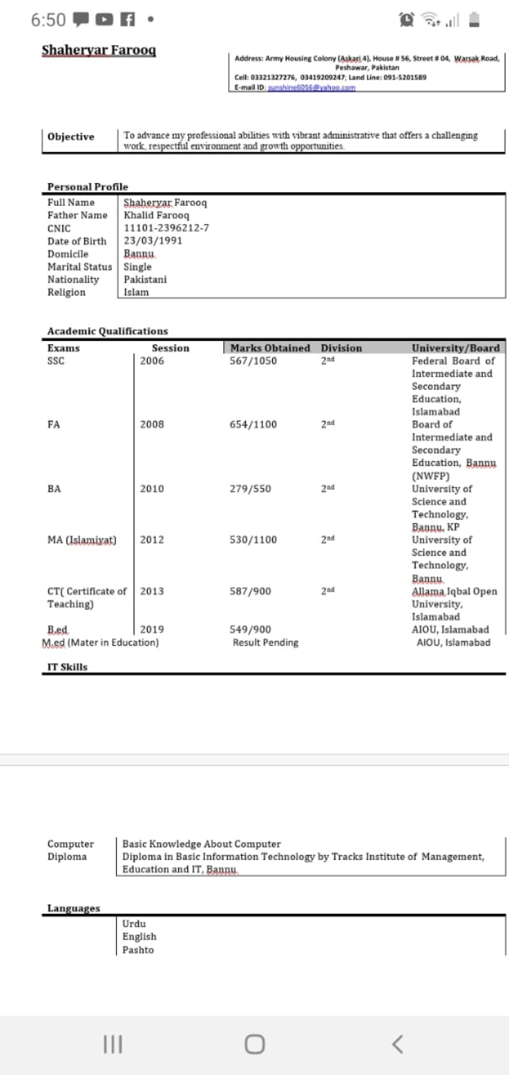 Shaheryar Farooq Profile Shaheryar Farooq Profile