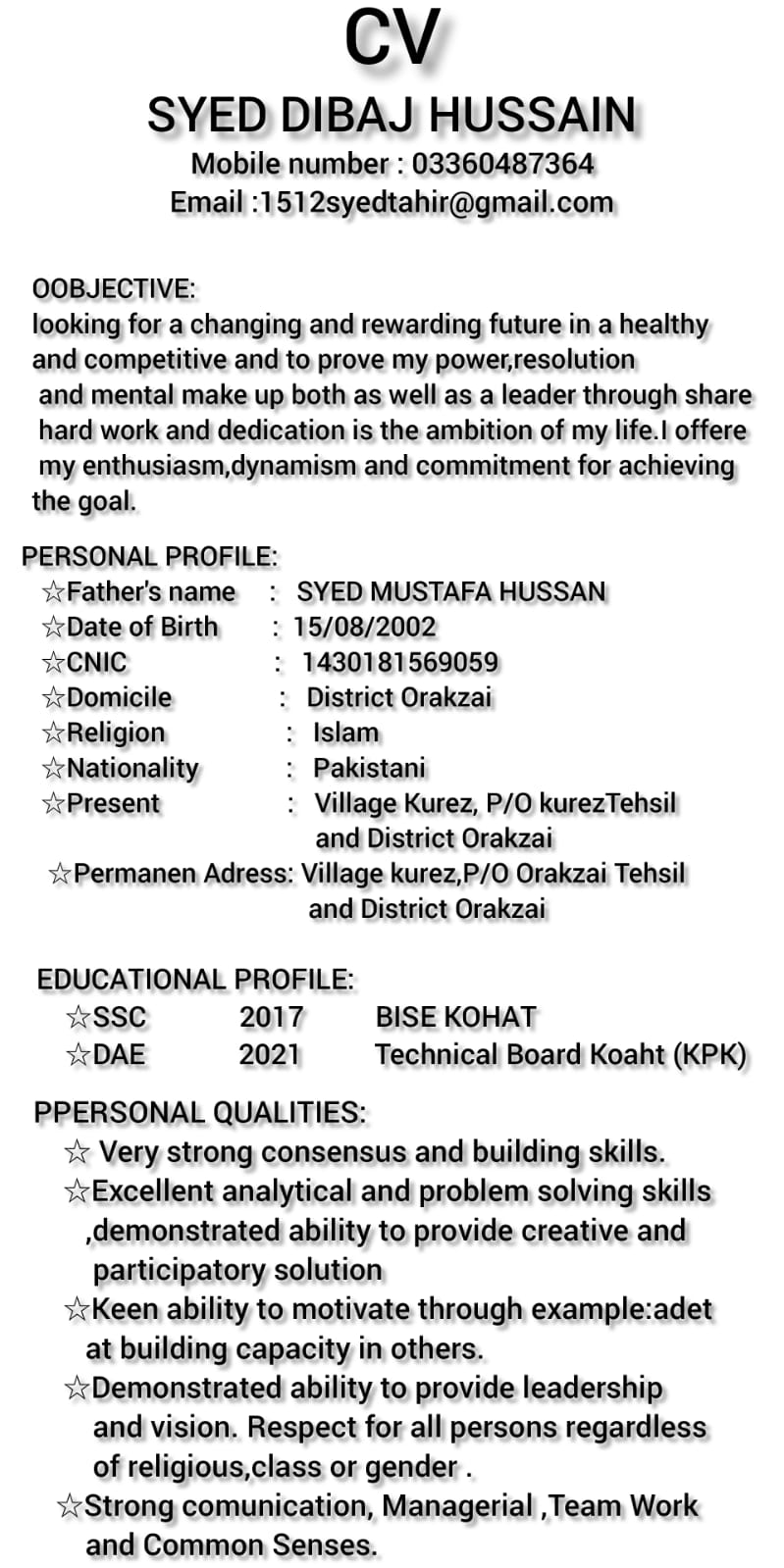Syed Dabij Hussain Profile