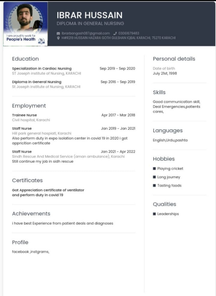 Ibrar Hussain Profile Ibrar Hussain Profile