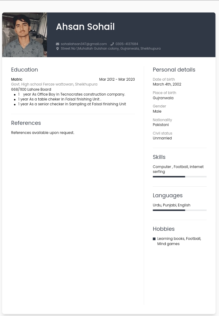 Ahsan Sohail Profile