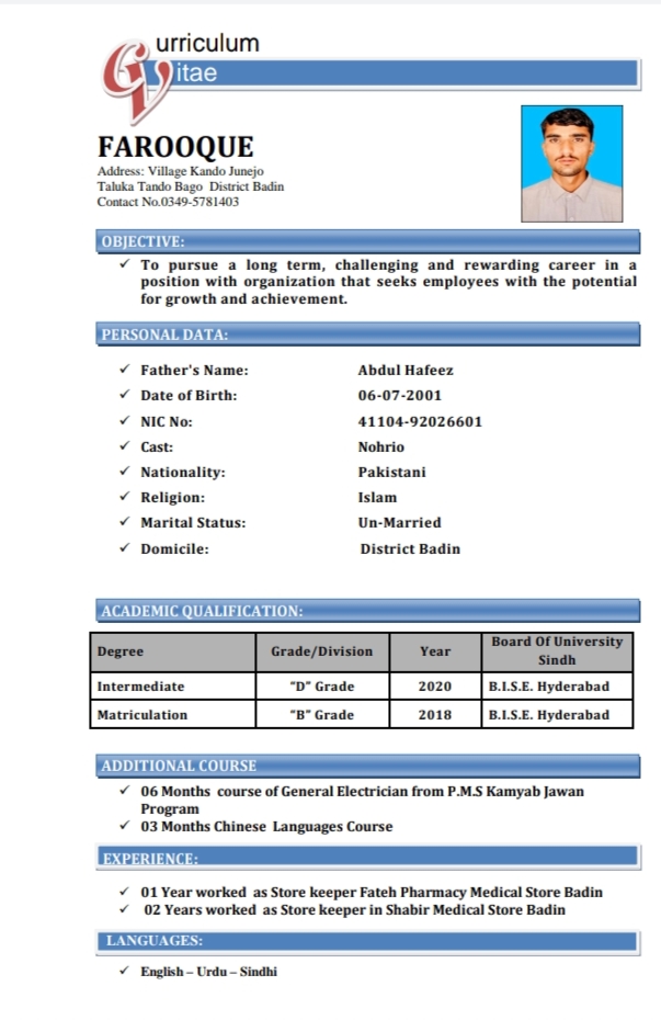 Farooque Nohrio Profile