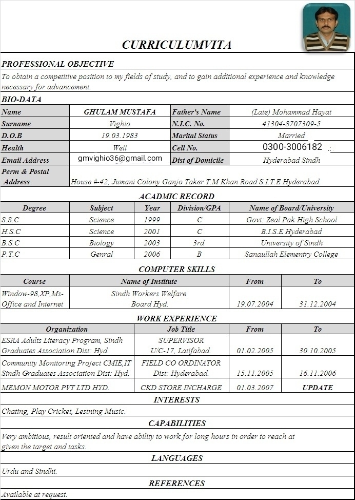 GHULAM MUSTAFA VIGHIO Profile