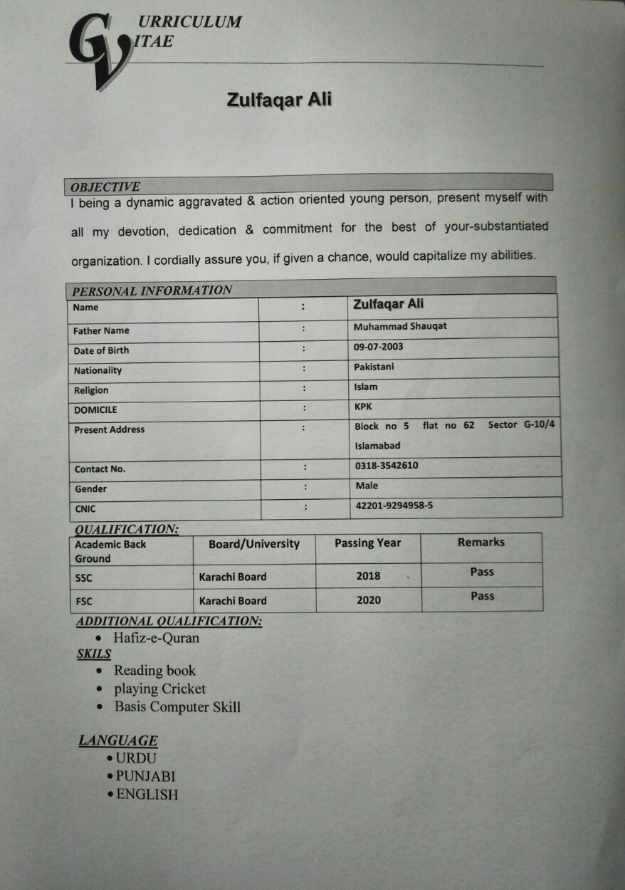 Zulfaqar Ali Cooking, English Typing