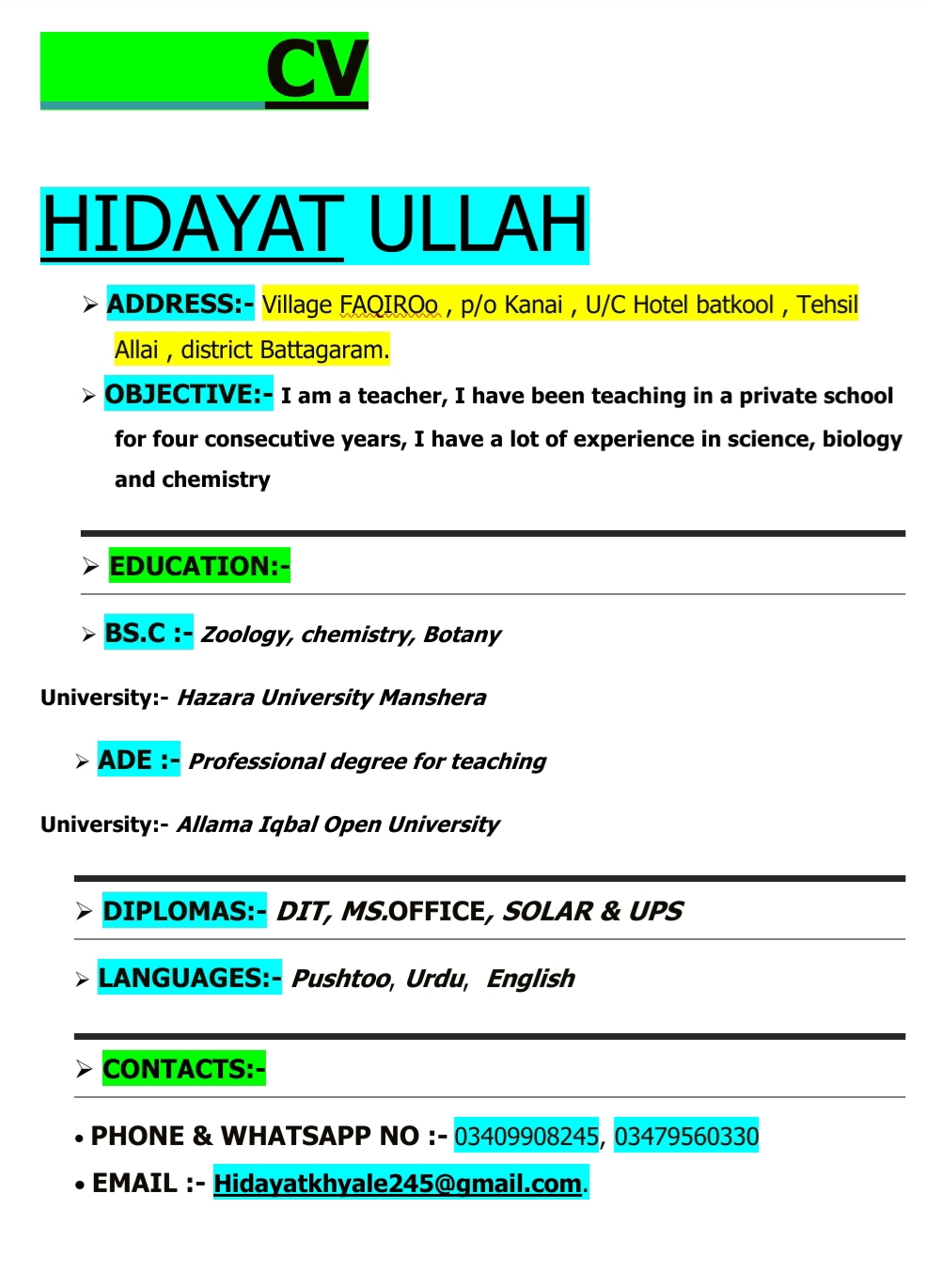 Hidayat Ullah Profile